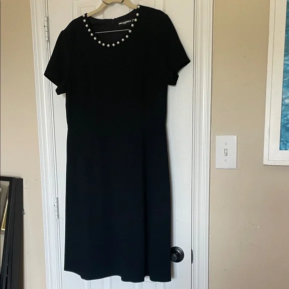 Karl Lagerfeld | Dresses | Karl Lagerfeld Pearly Necklace Fit And Flare  Black Dress Size 2 | Poshmark